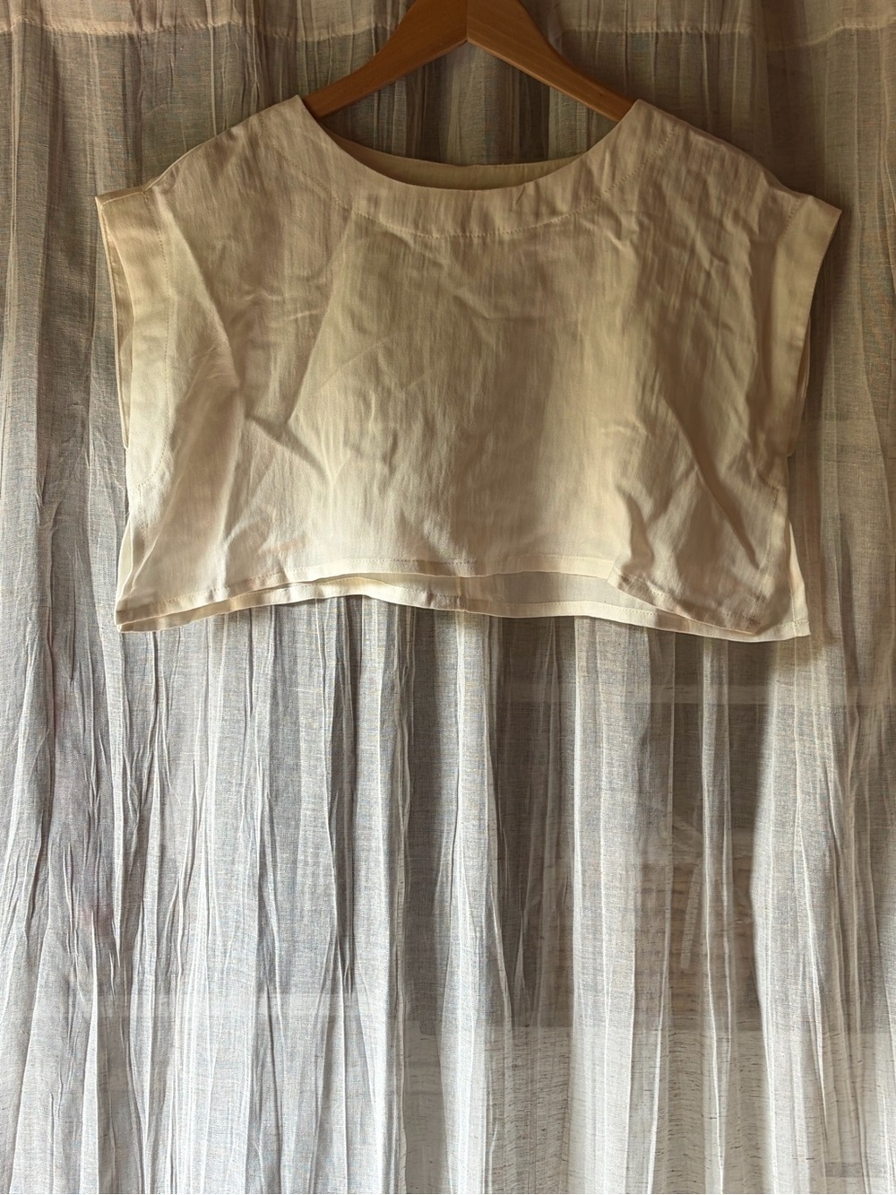 Mabel Ivory Linen Blend Boxy Crop Top Small